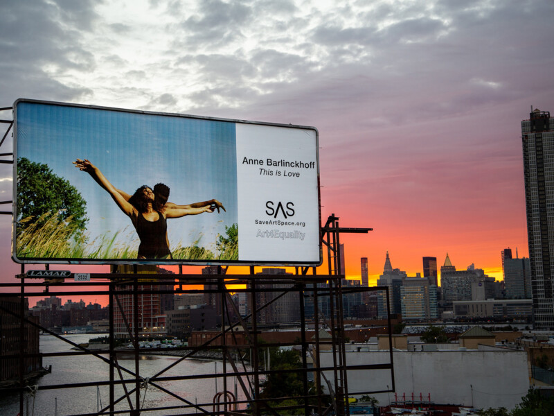 Artwork by artist Anne Barlinckhoff featured on New York Billboard for "Art4Equality x Life, Liberty, The Pursuit of Happiness" Public Art Series Presented by SaveArtSpace, Art4Equality, and The Untitled Space gallery.