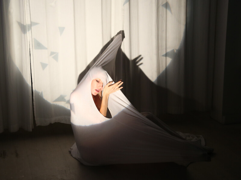 Katherine Crockett performs "Metamorphosis" in celebration of SHE INSPIRES Exhibit, The Untitled Space Gallery, New York - May 9, 2017 with visuals by Laura Weyl and vocals by Daisy Press